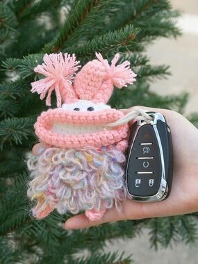 Handmade Crochet Pink Monster Key Pouch
